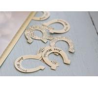 East of India just married wedding horseshoe horse shoe table confetti by East of India