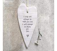 East of India Long Porcelain Heart - "I May Not Always Be With You" Hanging Decoration | Sentimental Gift for Friends & Loved Ones