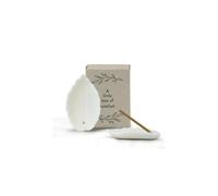 East of India Matchbox Incense Holder & 9 Incense Japanese Style Sticks Black Pomegranate Scent Porcelain Stand Inspirational Quote "A Little Box of Comfort" Aromatherapy 4.5 x 3.4 x 2cm