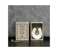 East Of India Matchbox Porcelain Horseshoe Ornament, Lucky Gift, Porcelain Keepsake Gift, Birthday Gift, Porcelain Gift, Home Gift