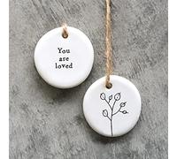 East of India Mini Porcelain Hanging Tag You are Loved Tag, Porcelain Keepsake, Congratulations Keepsake Gift, Small Porcelain Gift, Friendship Gift