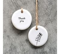 East of India Mini Porcelain Hanging Thank You Tag, Porcelain Keepsake, Appreciation Keepsake Gift, Small Porcelain Gift, Friendship Gift