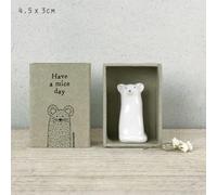 East of India Mini Porcelain Matchbox Gift - Mouse, Have a Mice Day: Charming Keepsake with Playful Message, Perfect for Adding Whimsy to Your Day or Gifting to Animal Enthusiasts