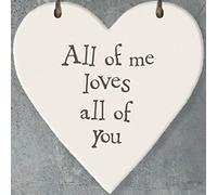 East of India Mini wooden heart on wire hanger: All Of Me