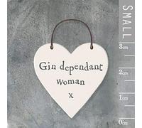 East of India: Mini wooden heart on wire hanger - Gin Dependent