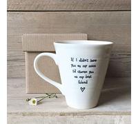 East Of India Mum My Friend Porcelain Mug In A Gift Box Cream With Black Script Thoughtful Gift Idea