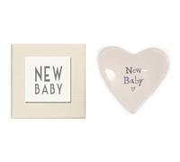 East of India New Baby White Porcelain Heart Dish - Keepsake Gift