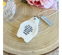 East of India Porcelain Cat Hanger - "You Are One of Those Lovely Friends Who Feels More Like Family" | Heartfelt Gift for Special Friends