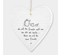 East of India Porcelain Ceramic Wobbly Heart 'We Will Be friends ..' - Gift