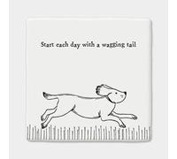 East of India: Porcelain Coaster - A Wagging Tail