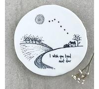 East of India Porcelain Coaster with Words 'I Wish You Lived Next Door' Kitchen Coaster Gift, Family Keepsake Gift, Gift For Friends, Family Keepsake