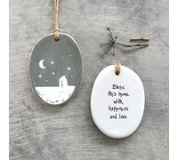 East of India Porcelain Hanger 'Bless this home', Hanging New House Gift, Home Decoration, Friendship Gift, Moving Home Keepsake,