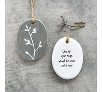 East of India Porcelain Hanger 'One of your hugs', Hanging Porcelain Gift, Home Decoration, Friendship Gift, Thinking of You Keepsake