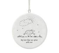 East of India Porcelain Hanger Sheep My best days are spent with ewe Hanging Home Decoration
