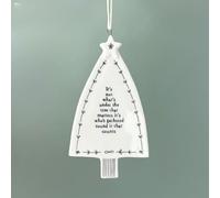 East of India Porcelain hanger Tree Its not whats under the tree that matters its who's gathered round it that counts, Christmas Keepsake