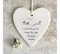 East of India Porcelain Hanging Heart, 'Loved and missed everyday' Porcelain Gift, Hanging Decoration, Memories Gift, Friendship Gift