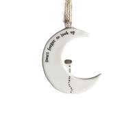 East of India Porcelain Hanging Moon - Don't Forget To Look Up, Porcelain Keepsake Gift