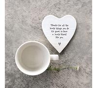 East of India Porcelain Heart Coaster - A Lovely Friend - keepsake gift
