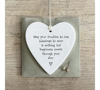 East of India Porcelain Heart Happiness Comes through Your Door Keepsake Gift