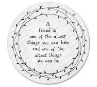 East of India Porcelain Leaf Coaster - A Friend is one of the Nicest Things