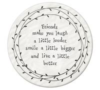 East of India Porcelain Leaf Coaster - Friends make you laugh a little louder smile a little bigger and live a little better - NEW STOCK 2016