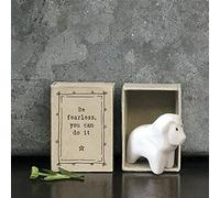 East of India Porcelain Matchbox Lion Sentimental Animal Ornament Gift | Be Fearless, you can do it