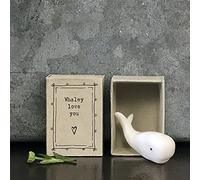 East of India Porcelain Matchbox Whale Sentimental Love You Ornament Gift | Whaley love you