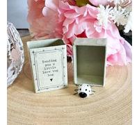 East of India Porcelain Matchbox with Ladybug Love Bug Hug, Sentimental Love Message Boxed Gift, 4.5 x 3 cm