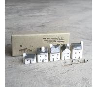 East of India Porcelain Mini Houses Gift, Street in a Box, Inspirational Keepsake Gift, Boxed Thinking of You Gift, Happiness Gift, Small Porcelain