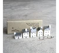 East of India Porcelain Mini Houses Gift, Street in a Box, Inspirational Keepsake Gift, Boxed Thinking of You Gift, Happiness Gift, Small Porcelain Houses
