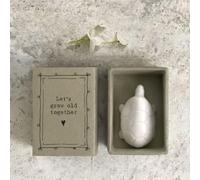 East of India Porcelain MINI Matchbox Gift - Tortoise, Lets grow old together, keepsake gift