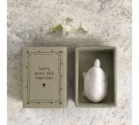 East of India Porcelain MINI Matchbox Gift - Tortoise, Lets grow old together, keepsake gift
