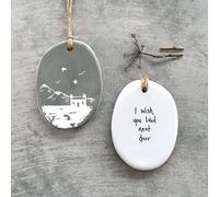 East of India Porcelain Oval Hanger 'Lived next door' Hanging Porcelain Gift, Home Decoration, Friendship Gift, Missing You Keepsake