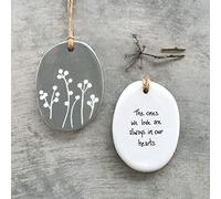 East of India Porcelain Oval Hanger 'The ones we love are always in our hearts', Hanging Porcelain Gift, Home Decoration, Friendship Gift, Thank You Keepsake