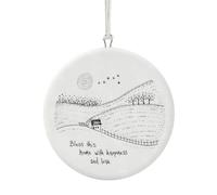 East of India Porcelain Round Hanger - Bless this home Gift | New Home Gift