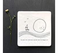East of India Porcelain Square Coaster Keepsake - You make the world