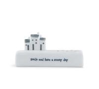 East of India Porcelain Stem Holder With The Words - Smile, Flower Bud Holder, Boxed Gift For Friends, Keepsake Gift, Flower Ornament