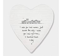 East of India Porcelein Heart Coaster 'I wish you lived nearer.' Gift