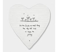 East of India Porcelein Heart Shaped Coaster 'It’s the friends we meet.' Gift