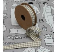 East Of India Ribbon on a 3m Roll Grey Gingham 3090
