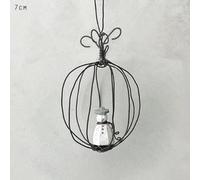 East of India Rustic Wire Hanging Christmas Bauble Wooden Snowman, Rustic Unique Gift, Christmas Decoration, Wire Decor, Hanging Christmas Home Decoration