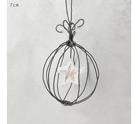 East of India Rustic Wire Hanging Christmas Bauble Wooden Star, Rustic Unique Gift, Christmas Decoration, Wire Decor, Hanging Christmas Home Decoration