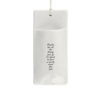 East of India Small Indoor Porclein Long Hanging Wall Flower Vase Little Modern Home Ornament Decoration 'Lovely mum'
