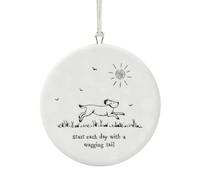 East of India Small Porcelain Dog Hanger Start each day with a Wagging Tail Keepsake gift