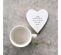 East of India White Porcelain Heart Coaster - I Can't Say I Love You: Elegant Drink Coaster with a Sentimental Touch, Thoughtful Gift for Special Occasions