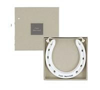East of India White Porcelain Lucky Horseshoe Good Luck Just Married Gift Boxed (Just Married)