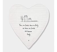 East of India White Wobbly Heart Coasters Porcelain Friends Family Gift Home Decor (Friends Become)