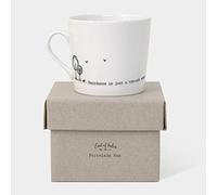 East of India Wobbly Design Porcelain Mug - Happiness is Just a Biscuit Away