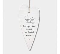 East of India Wobbly White Porcelain Heart One Loyal Friend 13.7 x 6cm