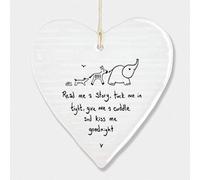 East of India Wobbly White Porcelain Heart Read me a Story Baby Saying 10x9cm